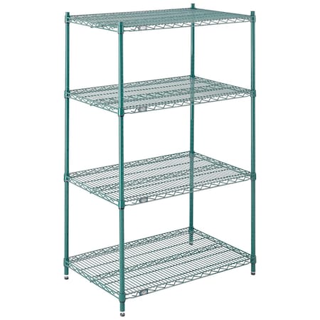 Nexel Wire Shelving, Green Epoxy, 36W X 24D X 63H 24366G